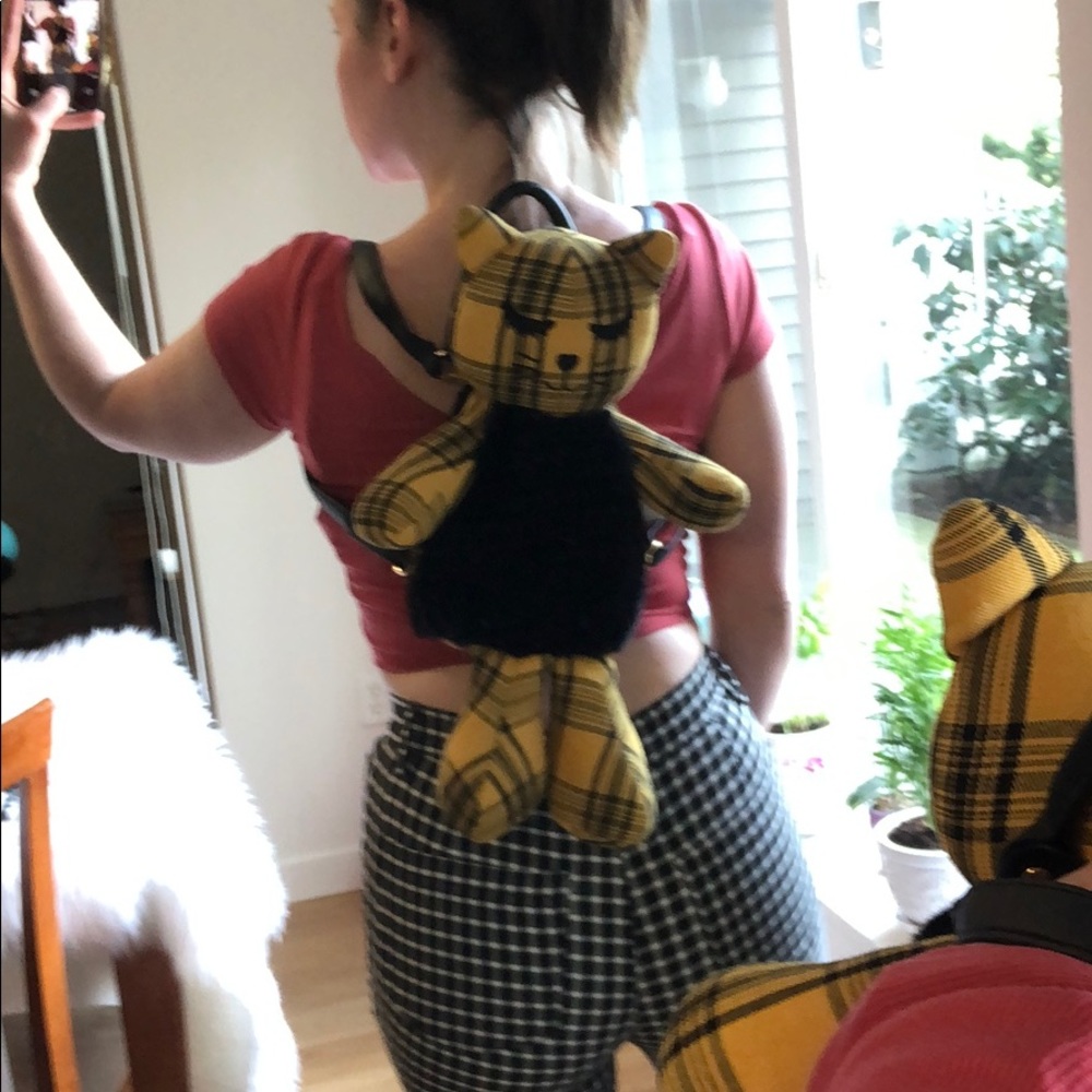 ๐ Plaid Punk Stuffy Kitty Cat Backpack - Picture 4 of 8